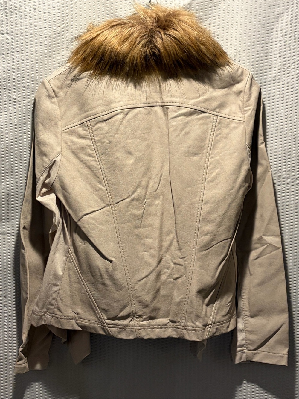INC International Concepts Cream Jacket with Tan Faux Fur Shawl Collar - Picture 2 of 5